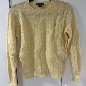 Ralph Lauren Women's Yellow Wool Cable Knit Sweater